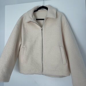 Zara boucle/sherpa cream bomber jacket